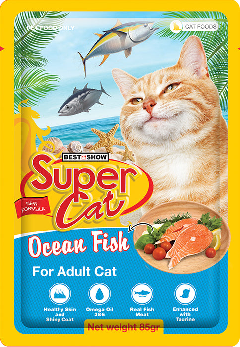 Super Cat Adult Wet Food (Ocean Fish 85g Pouch) - AL BAYTARA