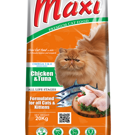 Maxi Cat Economy Dry Food – Chicken & Tuna (Adult + Kitten Formula) – 20kg - AL BAYTARA