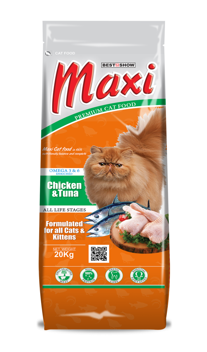 Maxi Cat Economy Dry Food – Chicken & Tuna (Adult + Kitten Formula) – 20kg