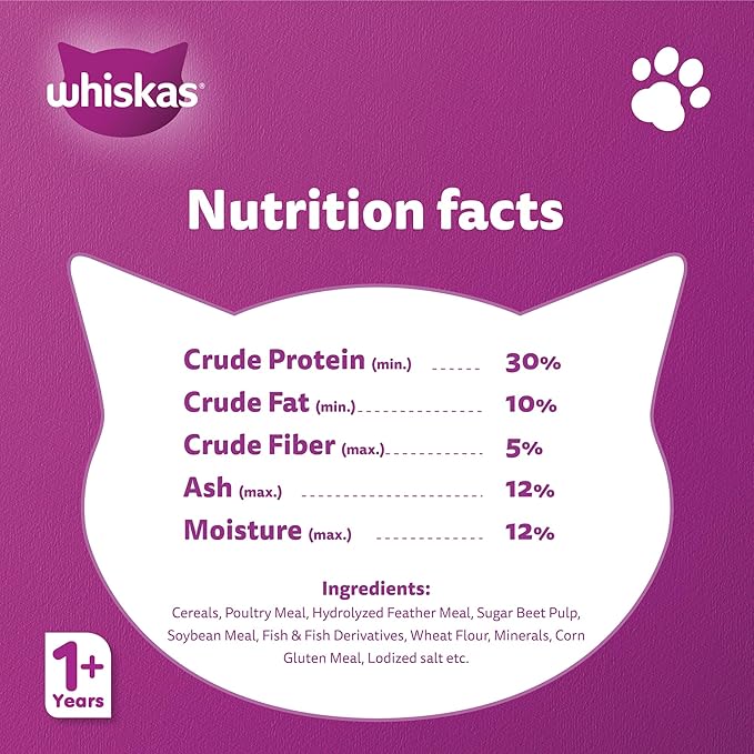 Whiskas Adult Ocean Fish Dry Cat Food – 1.2 kg | Complete & Balanced Nutrition for Active Cats