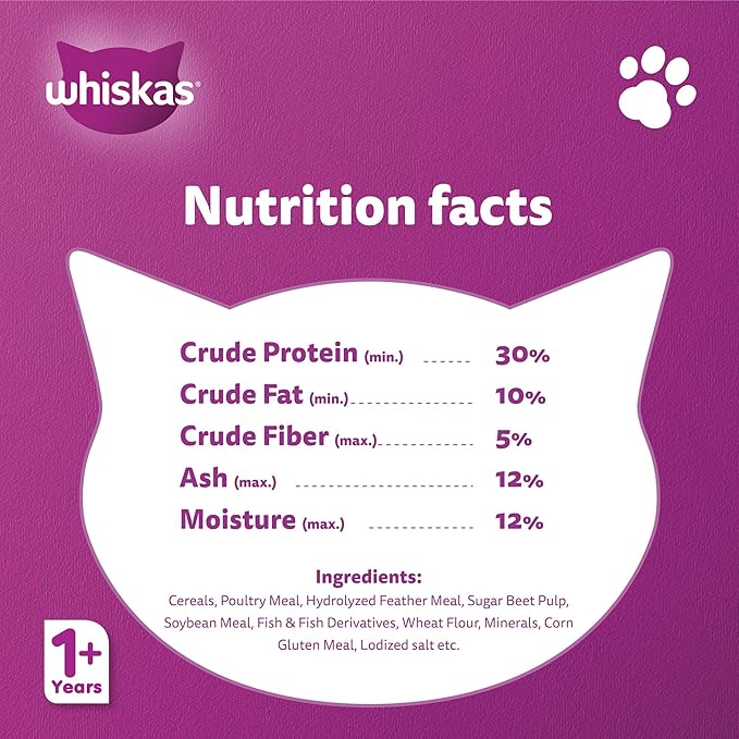 Whiskas Adult Chicken Healthy & Active Dry Cat Food – 480 g | Complete Nutrition for Adult Cats