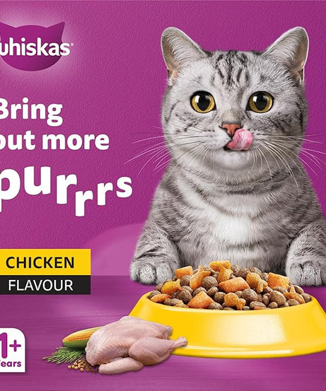 Whiskas Adult Chicken Healthy & Active Dry Cat Food – 480 g | Complete Nutrition for Adult Cats