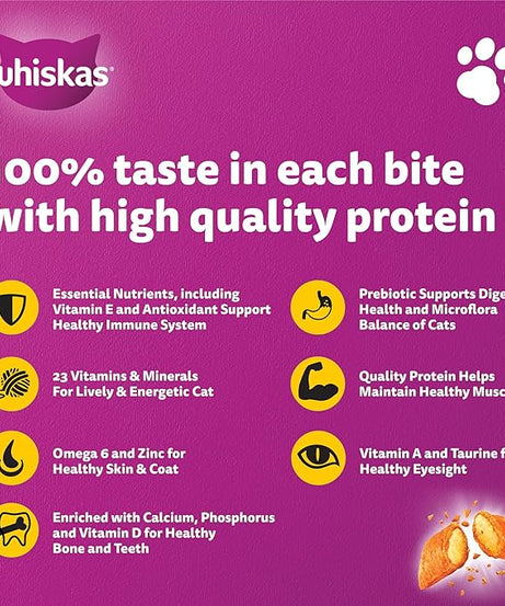 Whiskas Adult Chicken Dry Cat Food – 1.2 kg | Complete & Balanced Nutrition for Active Cats