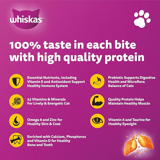 Whiskas Adult Chicken Dry Cat Food – 1.2 kg | Complete & Balanced Nutrition for Active Cats