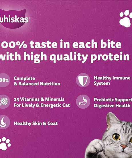 Whiskas Adult Ocean Fish Complete Nutrition Dry Cat Food – 480 g | Balanced Daily Diet for Adult Cats