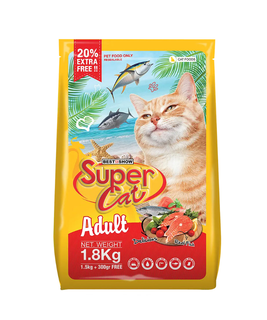 Super Cat Adult Dry Cat Food 1.8 kg — Taurine, Omega 3/6 & Antioxidants