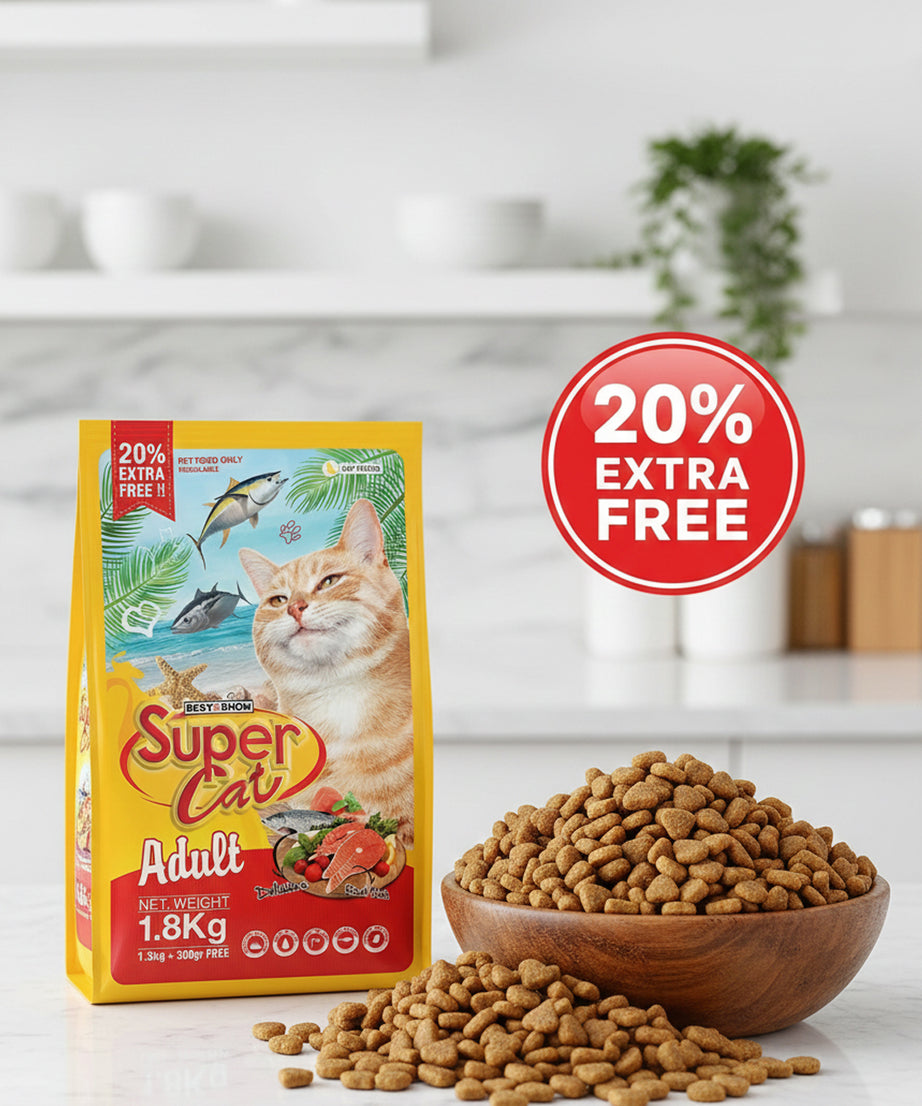 Super Cat Adult Dry Cat Food 1.8 kg — Taurine, Omega 3/6 & Antioxidants