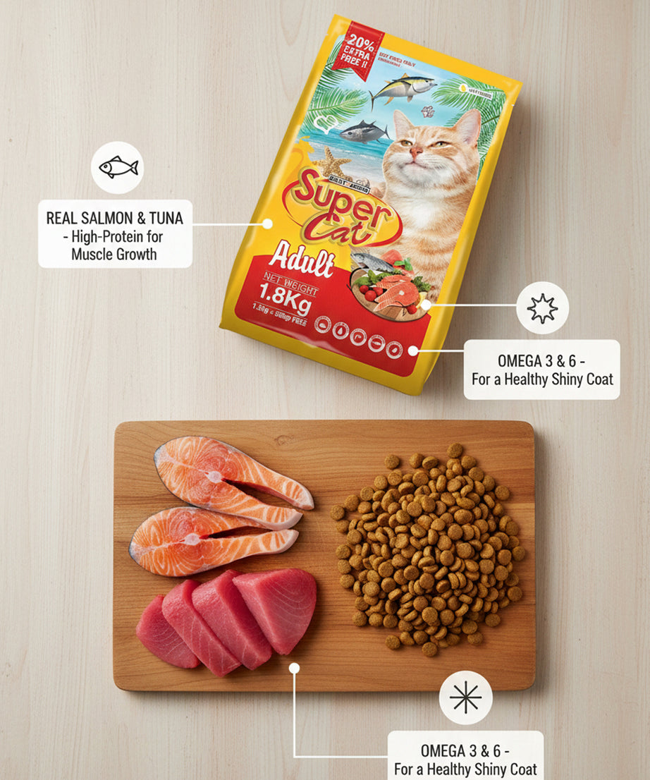 Super Cat Adult Dry Cat Food 1.8 kg — Taurine, Omega 3/6 & Antioxidants