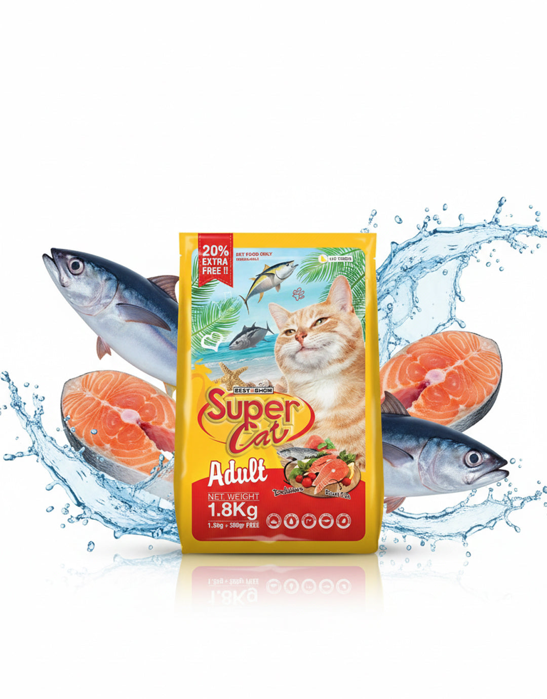Super Cat Adult Dry Cat Food 1.8 kg — Taurine, Omega 3/6 & Antioxidants