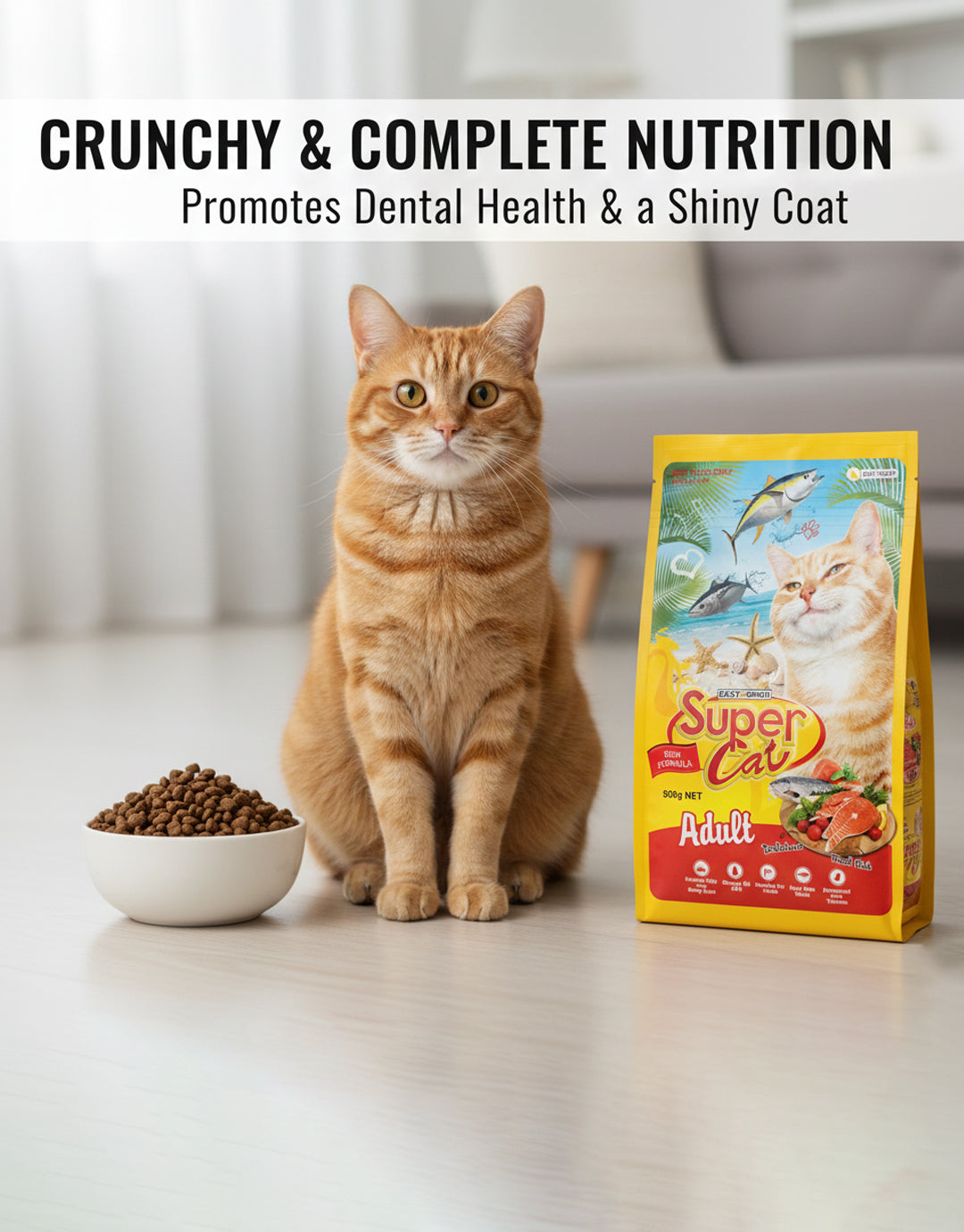 Best In Show Super Cat Adult Dry Cat Food - Real Fish & Tuna, 500g