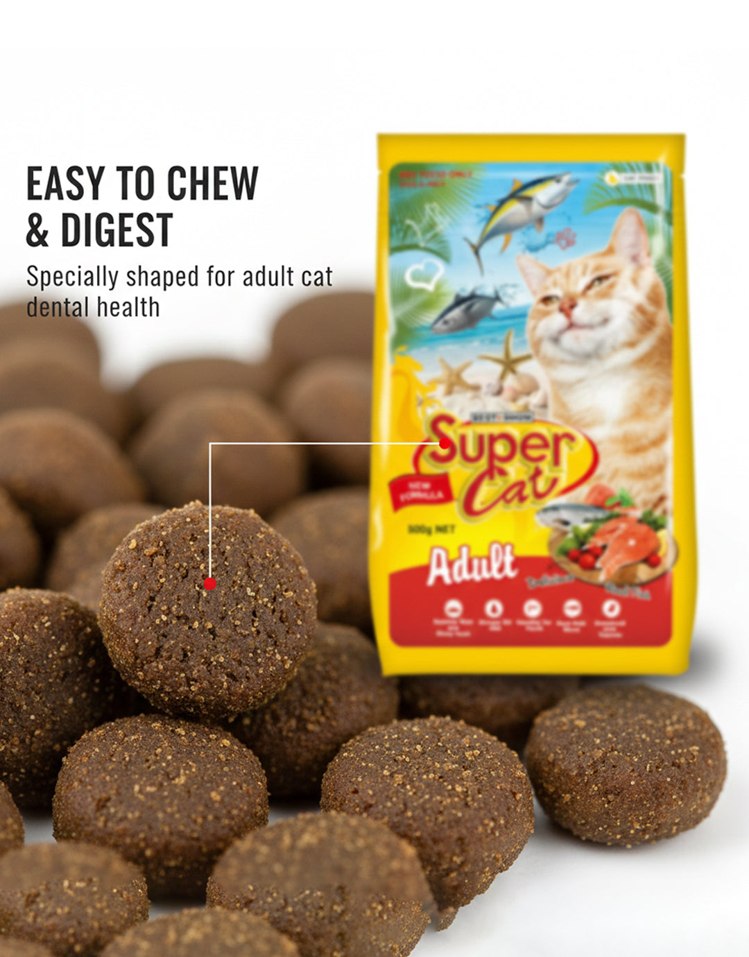 Best In Show Super Cat Adult Dry Cat Food - Real Fish & Tuna, 500g