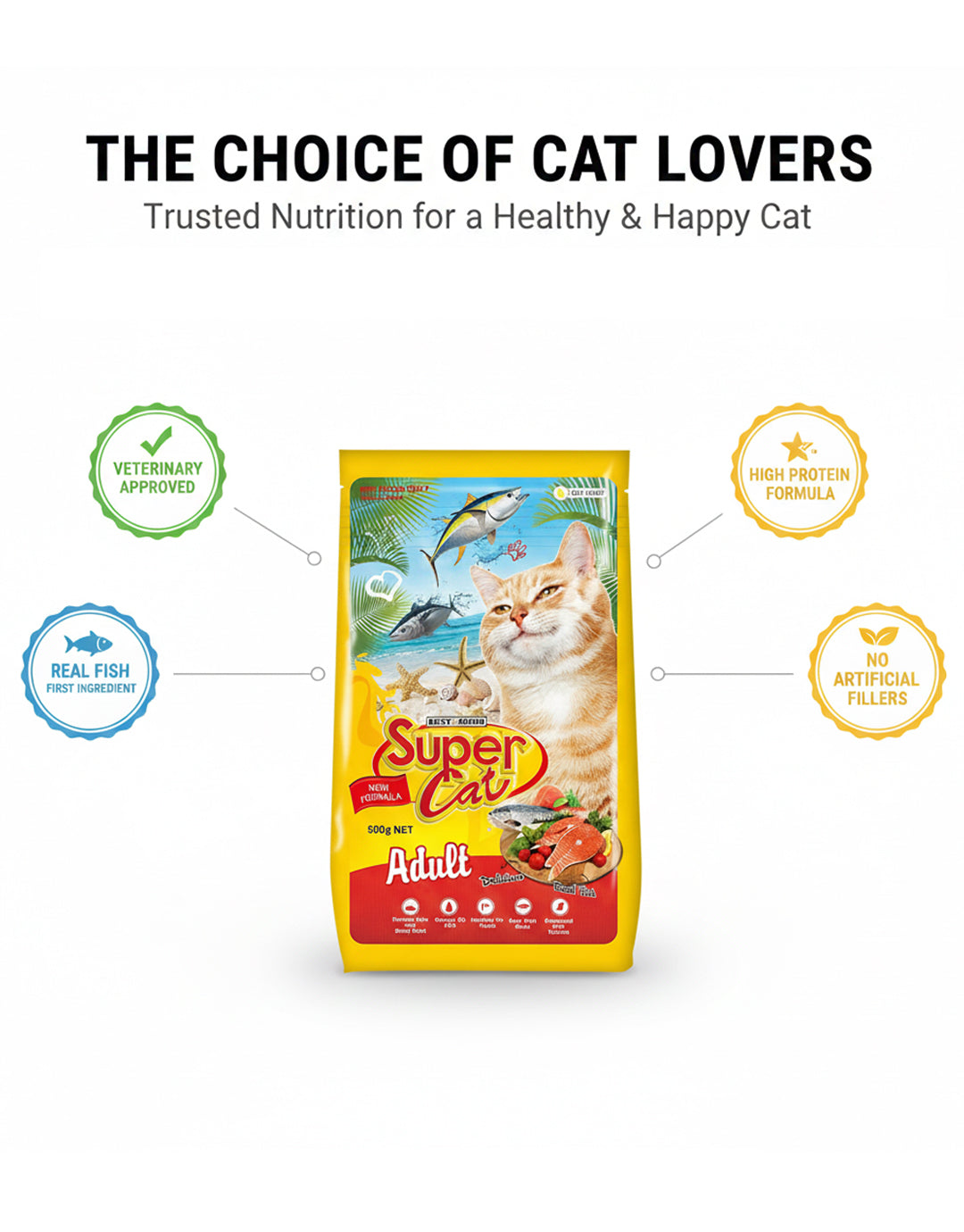 Best In Show Super Cat Adult Dry Cat Food - Real Fish & Tuna, 500g
