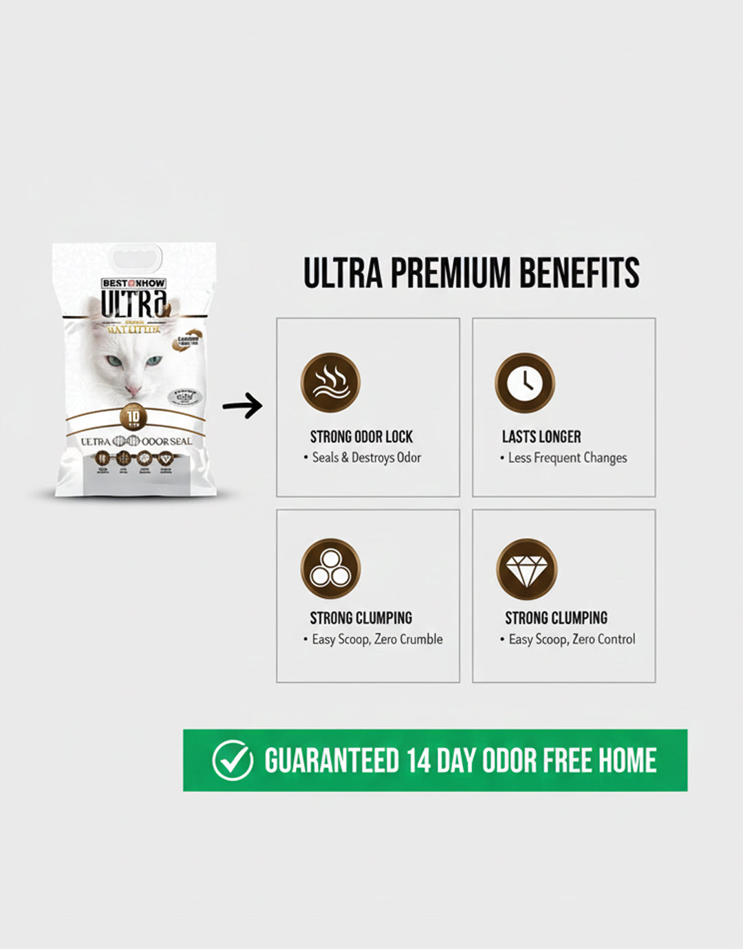 Best In Show Ultra Premium Cat Litter — 10 L | Odor Seal Formula for Long-Lasting Freshness