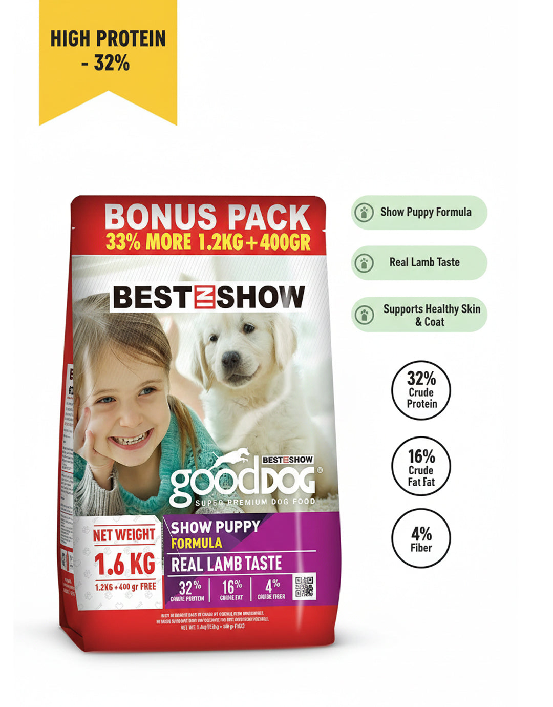 Good Dog Puppy Lamb & Rice 1.6KG (High 32% Protein) - AL BAYTARA