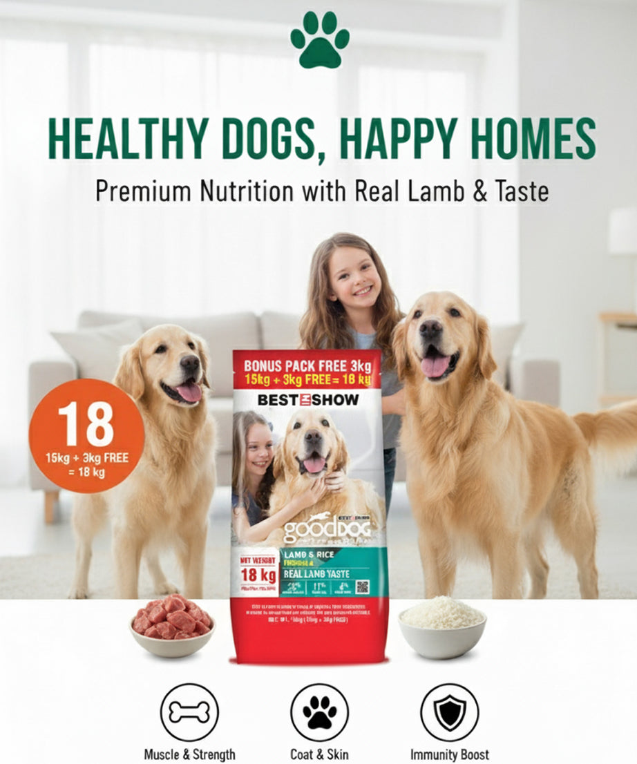 Good Dog Adult Lamb & Rice 18KG (15KG+3KG FREE) - AL BAYTARA