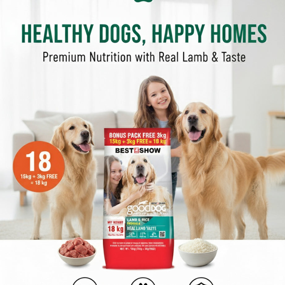 Good Dog Adult Lamb & Rice 18KG (15KG+3KG FREE) - AL BAYTARA
