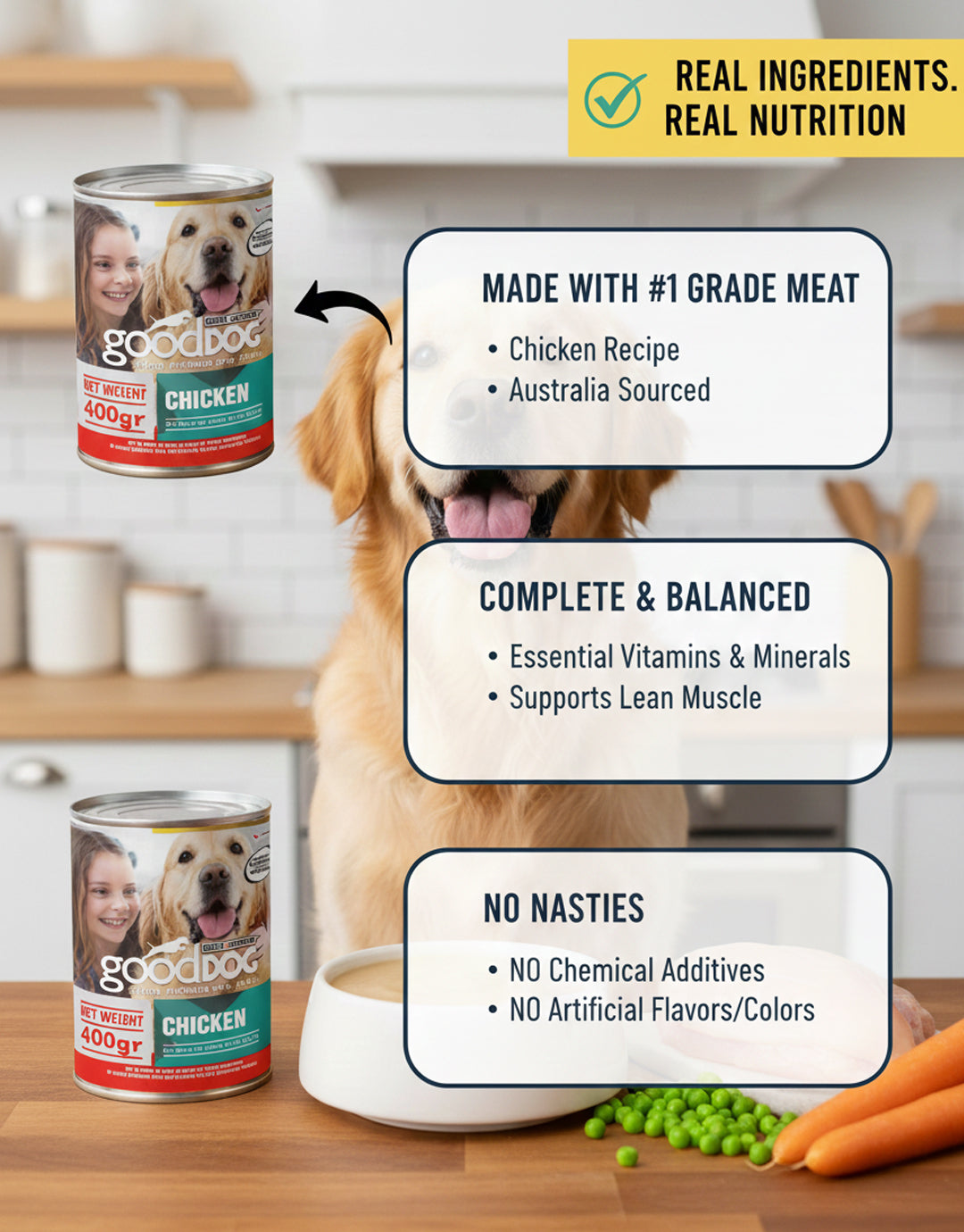 Chicken Formula Wet Dog Food Canned Meat for All Life Stages - 400g