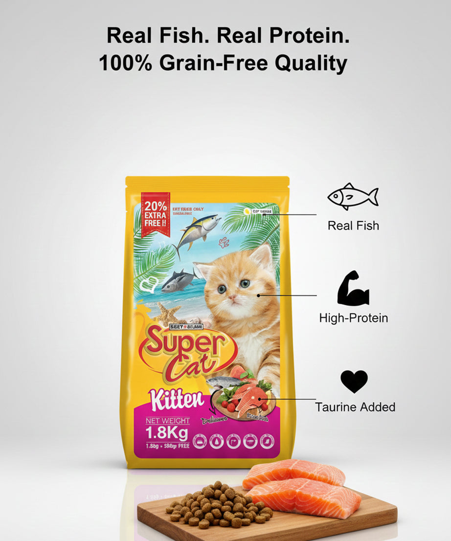 Super Cat Dry Kitten Food — 1.8 kg | Complete Balanced Nutrition for Growing Kittens