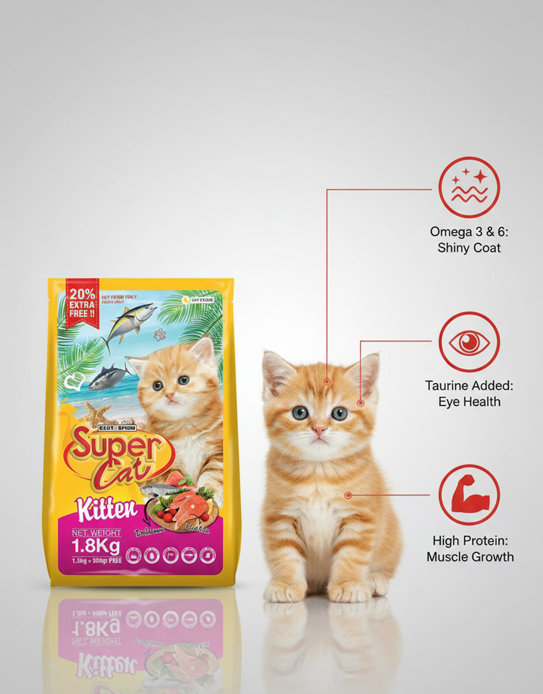 Super Cat Dry Kitten Food — 1.8 kg | Complete Balanced Nutrition for Growing Kittens