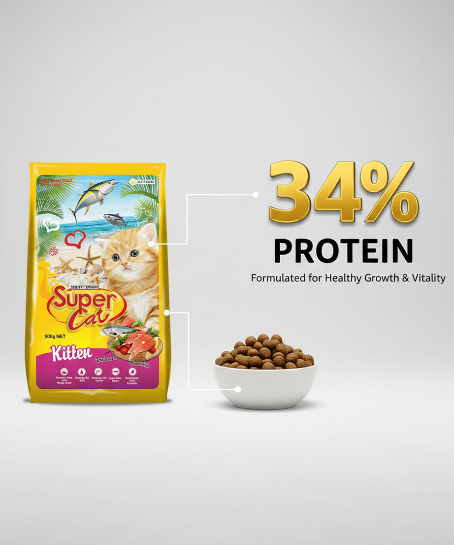 Super Cat Dry Kitten Food — 500 g | Complete Nutrition for Growing Kittens
