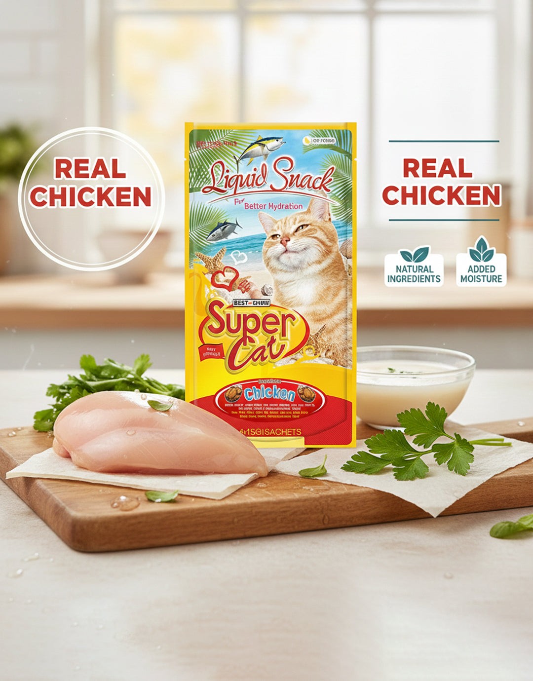 Best In Show Supercat Liquid Snack — 4×15 g (Chicken Flavor)