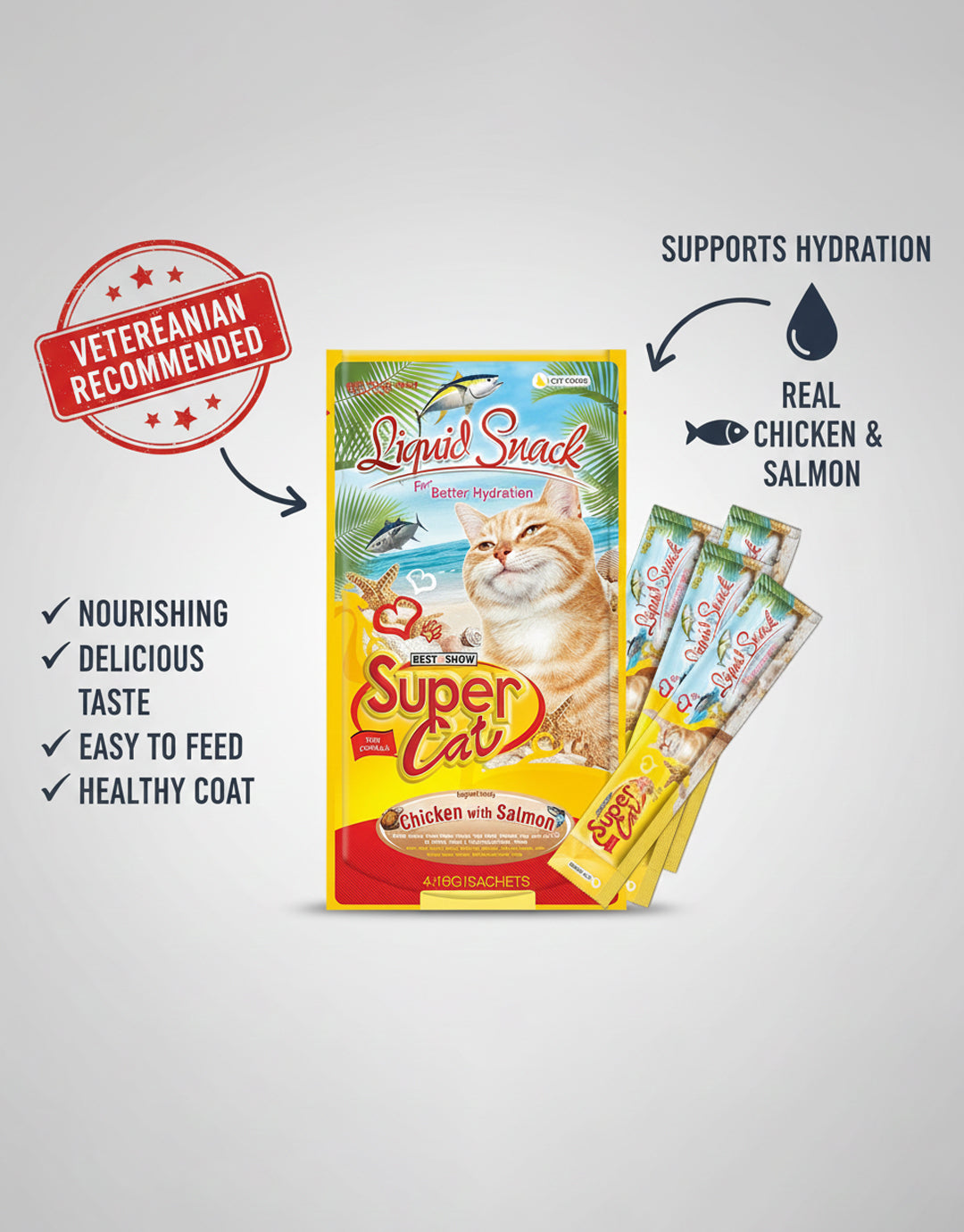 Best In Show Supercat Liquid Snack — 4×15 g (Chicken with Salmon)