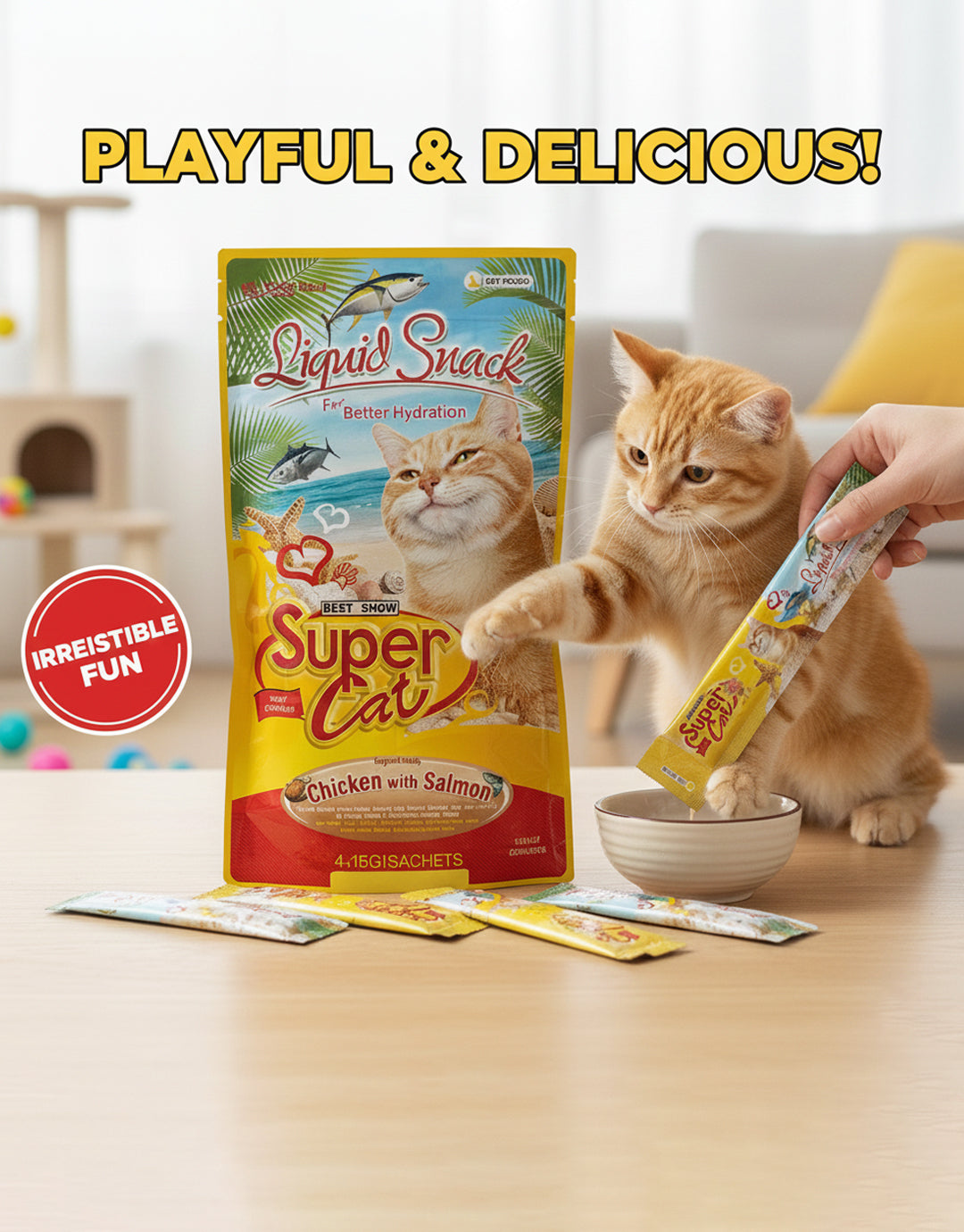 Best In Show Supercat Liquid Snack — 4×15 g (Chicken with Salmon)