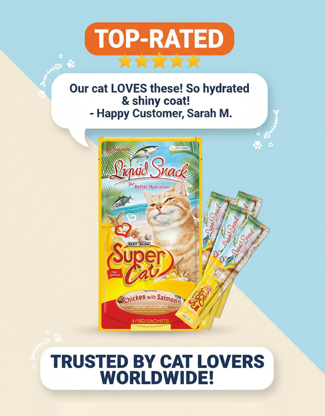 Best In Show Supercat Liquid Snack — 4×15 g (Chicken with Salmon)