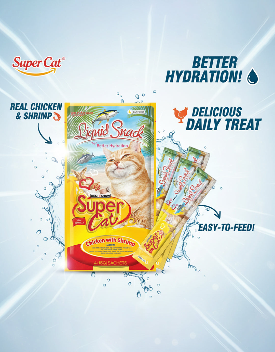 Best In Show Supercat Liquid Snack — 4×15 g (Chicken with Shrimp)