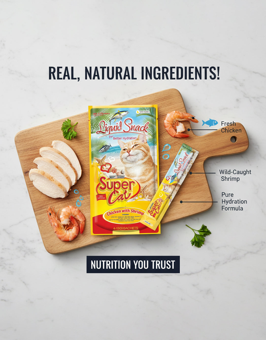 Best In Show Supercat Liquid Snack — 4×15 g (Chicken with Shrimp)