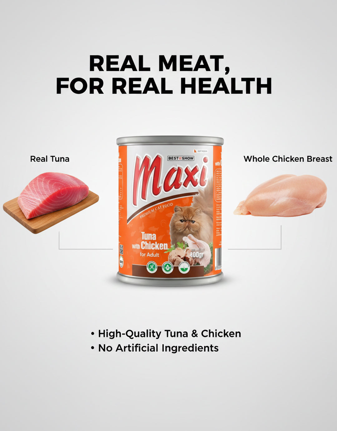 Tuna with Chicken Formula - Premium Wet Cat Food - High Protein Adult Recipe - 400g Can