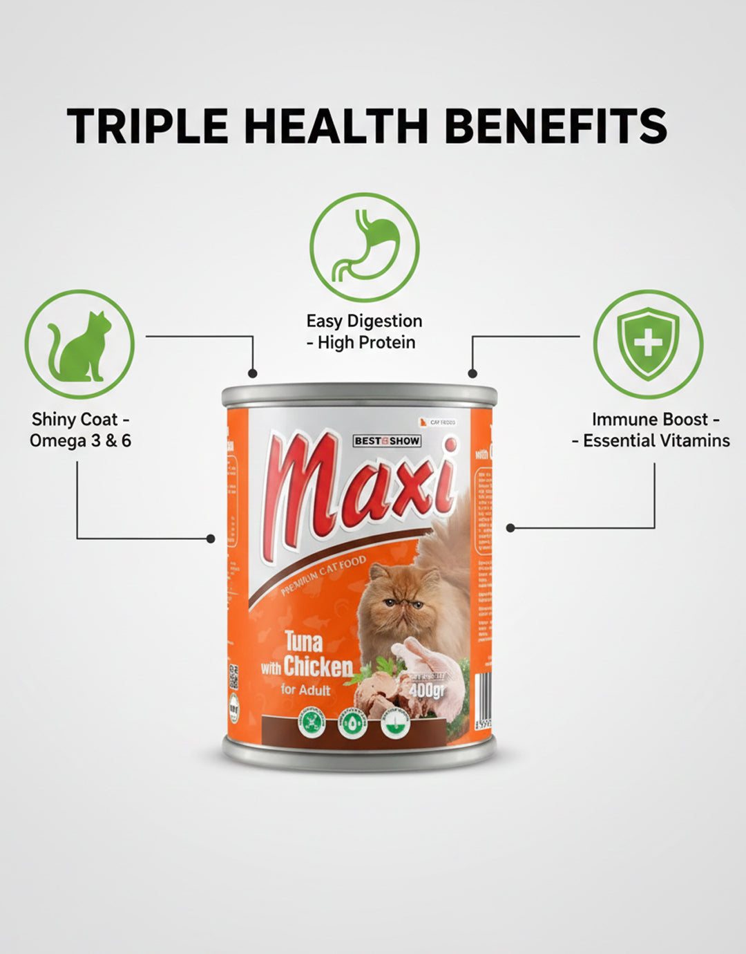 Tuna with Chicken Formula - Premium Wet Cat Food - High Protein Adult Recipe - 400g Can