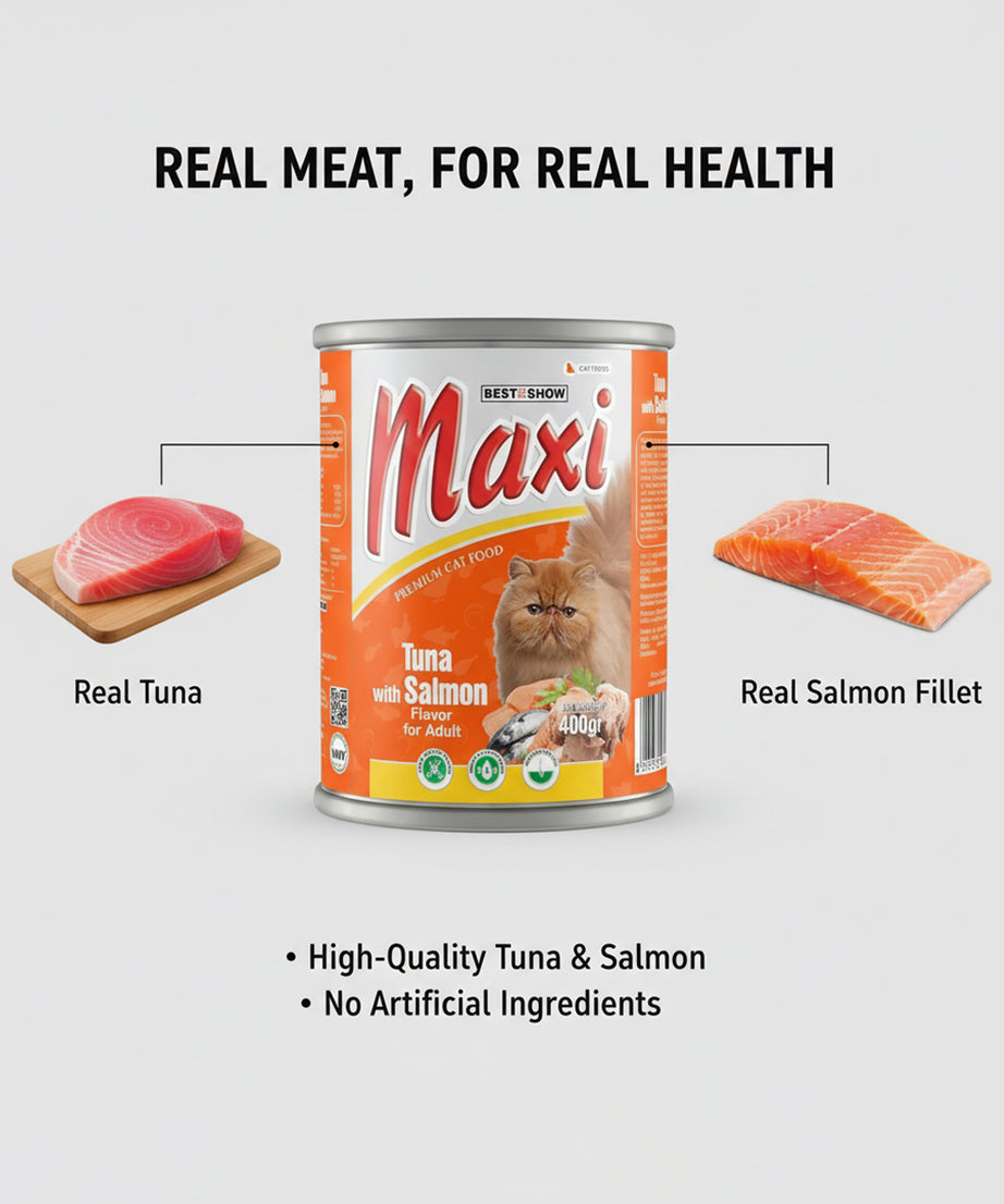 Tuna with Salmon Flavor - Premium Wet Cat Food - High Protein Adult Recipe - 400g Can