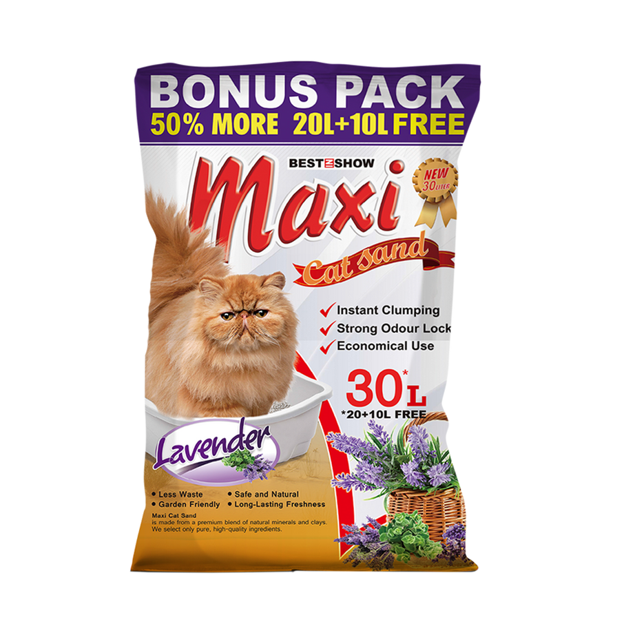Best In Show Maxi Cat Sand — 30 L | Lavender Scented & Ultra Absorbent - AL BAYTARA