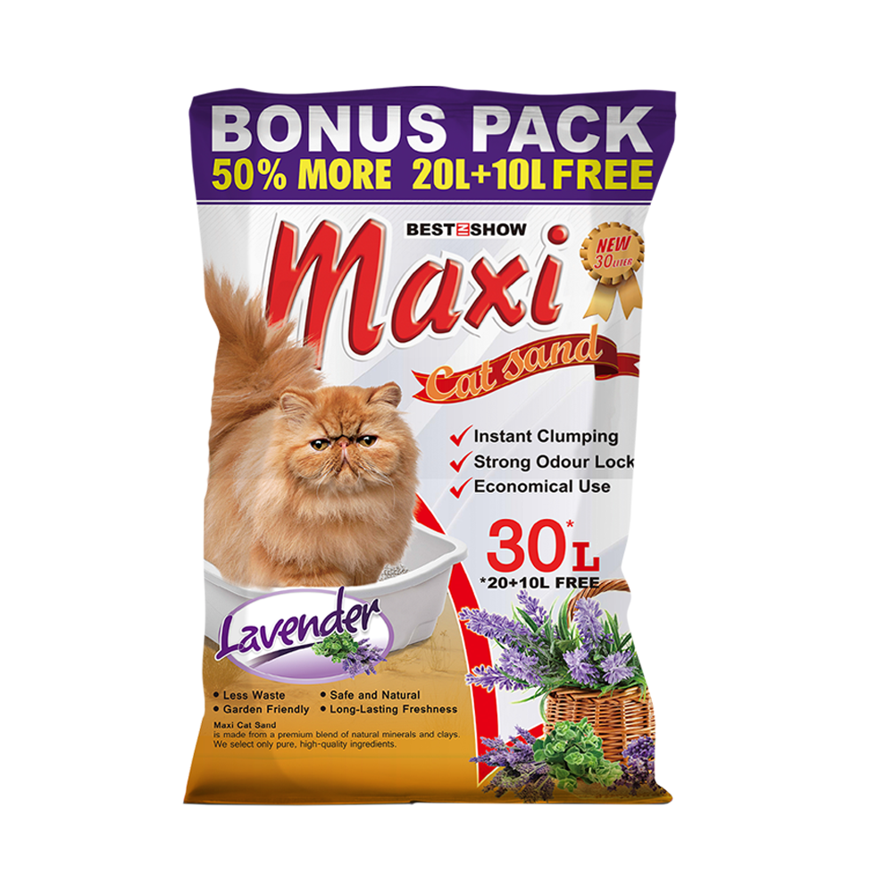 Best In Show Maxi Cat Sand — 30 L | Lavender Scented & Ultra Absorbent