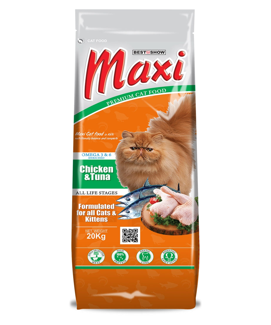Maxi Cat Economy Dry Food – Chicken & Tuna (Adult + Kitten Formula) – 20kg