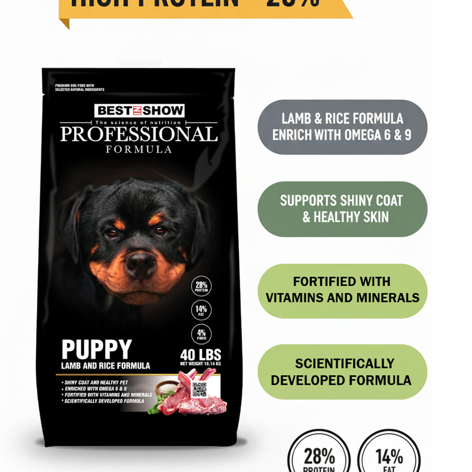 PROFESSIONAL FORMULA Puppy Lamb & Rice 40 LBS 18.14 KG - (High 28% Protein ) - AL BAYTARA