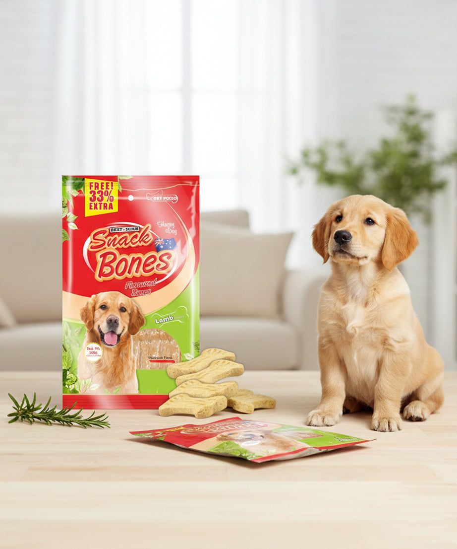 Snack Bones Dog Treats, Lamb Flavoured Crunchy Bones for Dogs of All Breeds 320g