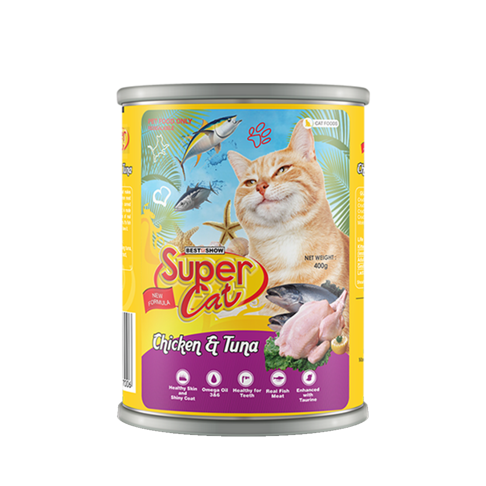 Super Cat Premium Chicken & Tuna Wet Cat Food (400g Can)