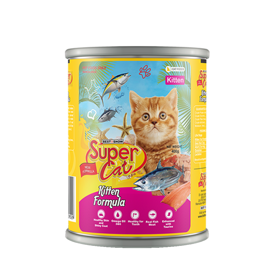 Super Cat Premium Kitten Formula Wet Food (400g Can) - AL BAYTARA