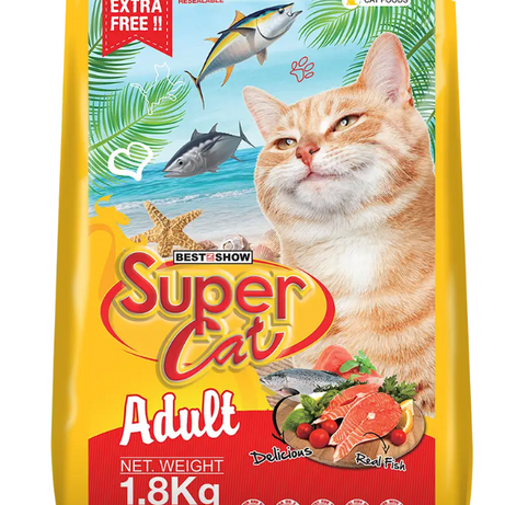 Super Cat Adult Dry Cat Food 1.8 kg — Taurine, Omega 3/6 & Antioxidants - AL BAYTARA