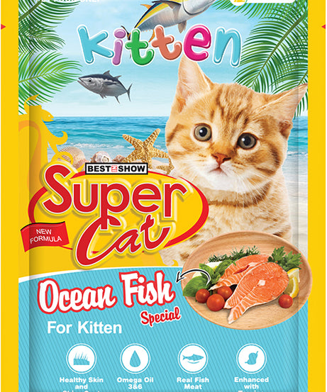 Super Cat Premium Wet Food for Kittens (Ocean Fish Special 85g Pouch) - AL BAYTARA