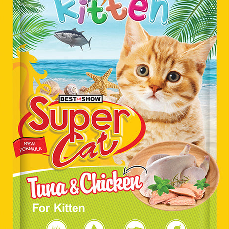Super Cat Premium Wet Food for Kittens (Tuna & Chicken 85g Pouch) - AL BAYTARA
