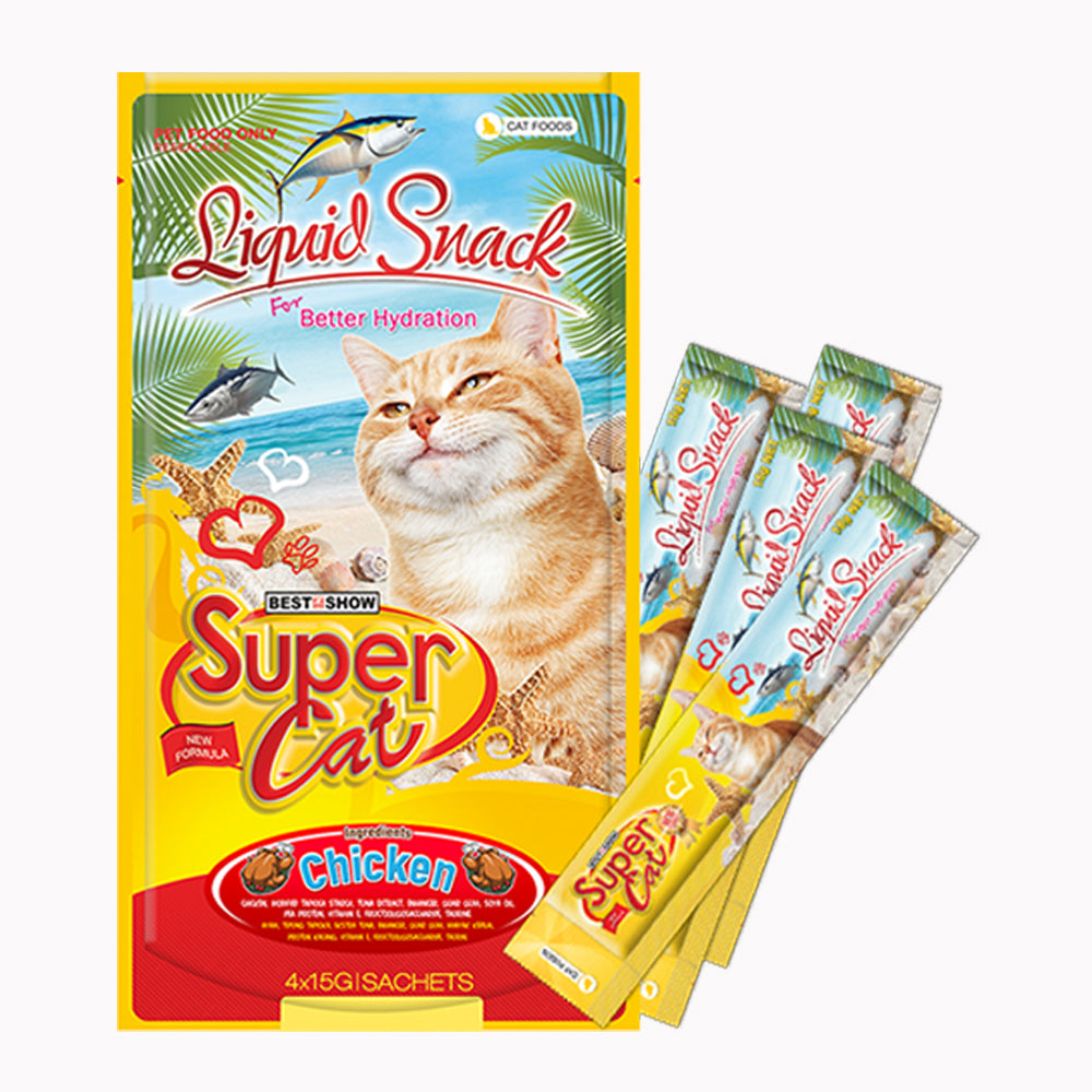 Best In Show Supercat Liquid Snack — 4×15 g (Chicken Flavor)