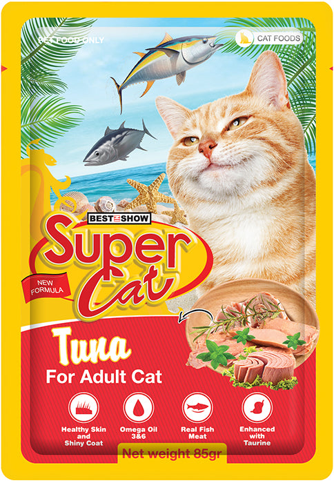 Super Cat Adult Wet Food (Pure Tuna 85g Pouch) - AL BAYTARA