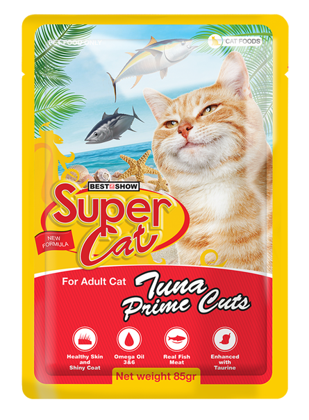 Super Cat Adult Wet Food (Tuna Prime Cuts 85g Pouch) - AL BAYTARA