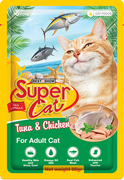 Super Cat Adult Wet Food (Tuna & Chicken 85g Pouch) - AL BAYTARA