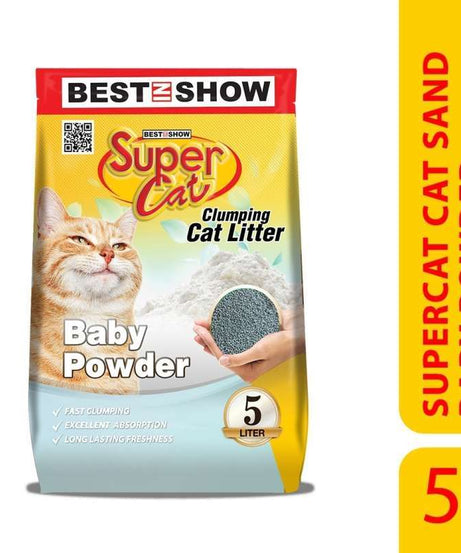 Supercat Clumping Cat Litter — 5 L | Baby Powder Scented & Low Dust - AL BAYTARA
